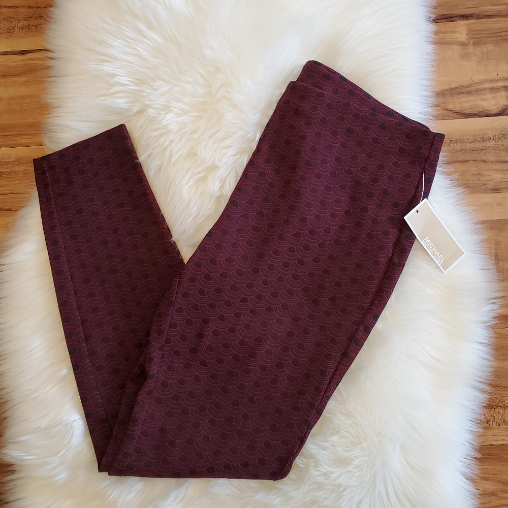 Michael Kors Stretchy Pull On Burgundy Leggings